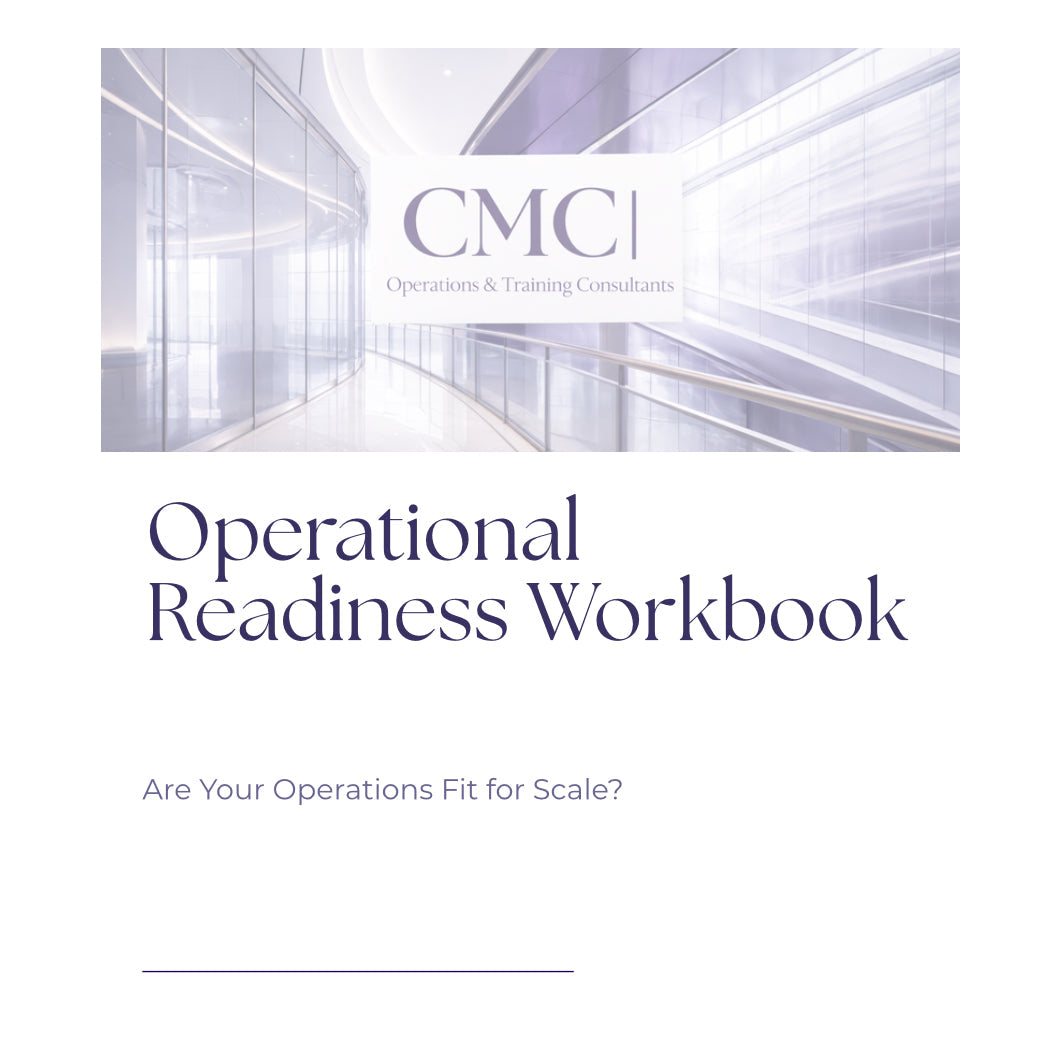 Cover of 'Operational Readiness Workbook' by CMC Operations & Training Consultants with a futuristic hallway design.