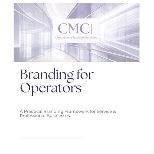 Book cover of 'Branding for Operators' by CMC Operations & Training Consultants with a futuristic hallway design.